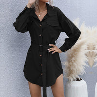 Juliana | Women's Waist Belt Pockets Belted Shirt Dress