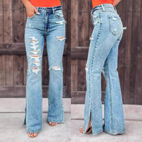 Juliana | Women's Slit Jeans in Light Blue