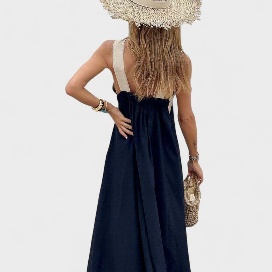 Julienne | Women's Cross Strap Maxi Sleeveless Dress