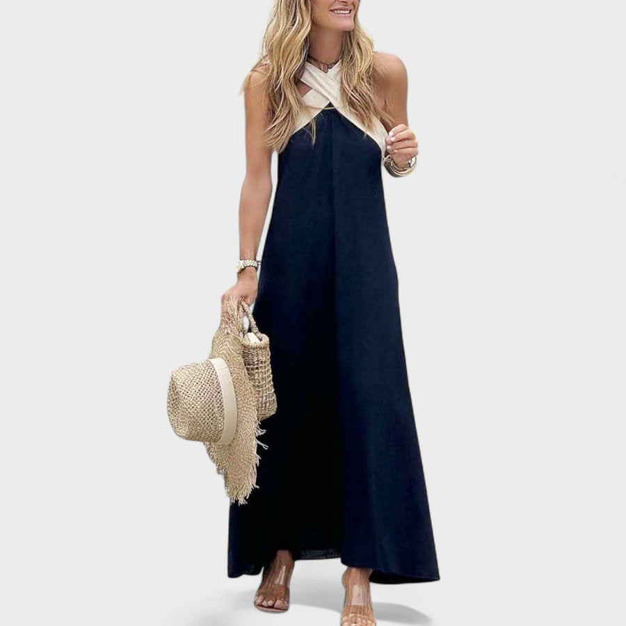 Julienne | Women's Cross Strap Maxi Sleeveless Dress