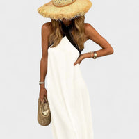 Julienne | Women's Cross Strap Maxi Sleeveless Dress in White
