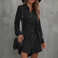 Juliette | Women's Waist Belt Pockets Belted Shirt Dress