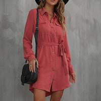Juliette | Women's Waist Belt Pockets Belted Shirt Dress
