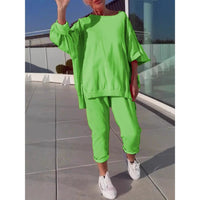 Juliska | Women's Oversized Top Tapered Pants Loungewear in Light Green
