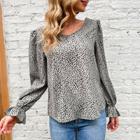 Junia | Women's Puff Sleeve Elegant Blouse in Gray Blue