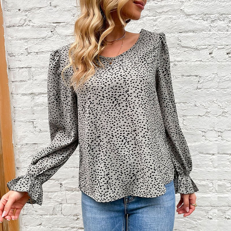 Junia | Women's Puff Sleeve Elegant Blouse in Gray Blue