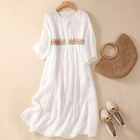 Juno | Women's Embroidered Maxi V-Neck Dress
