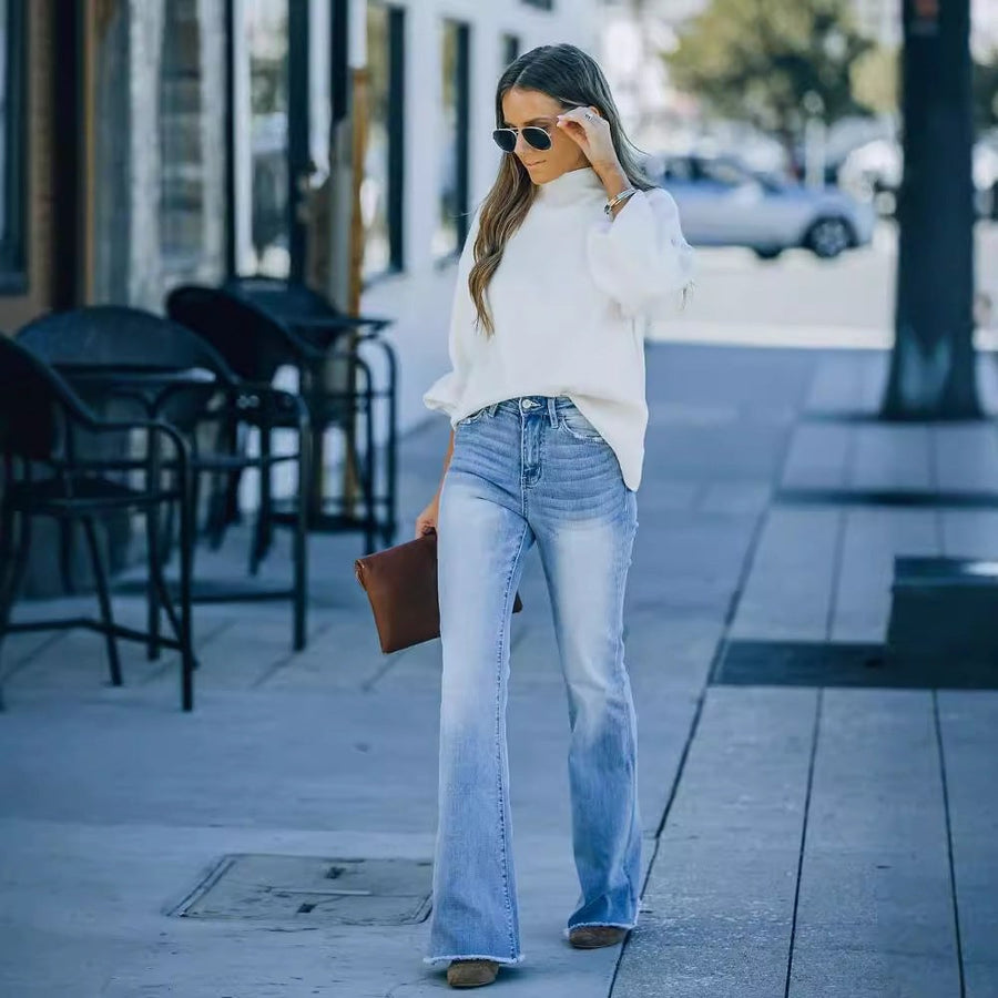 Juno | Women's High Waist Elegant Jeans in Light Blue