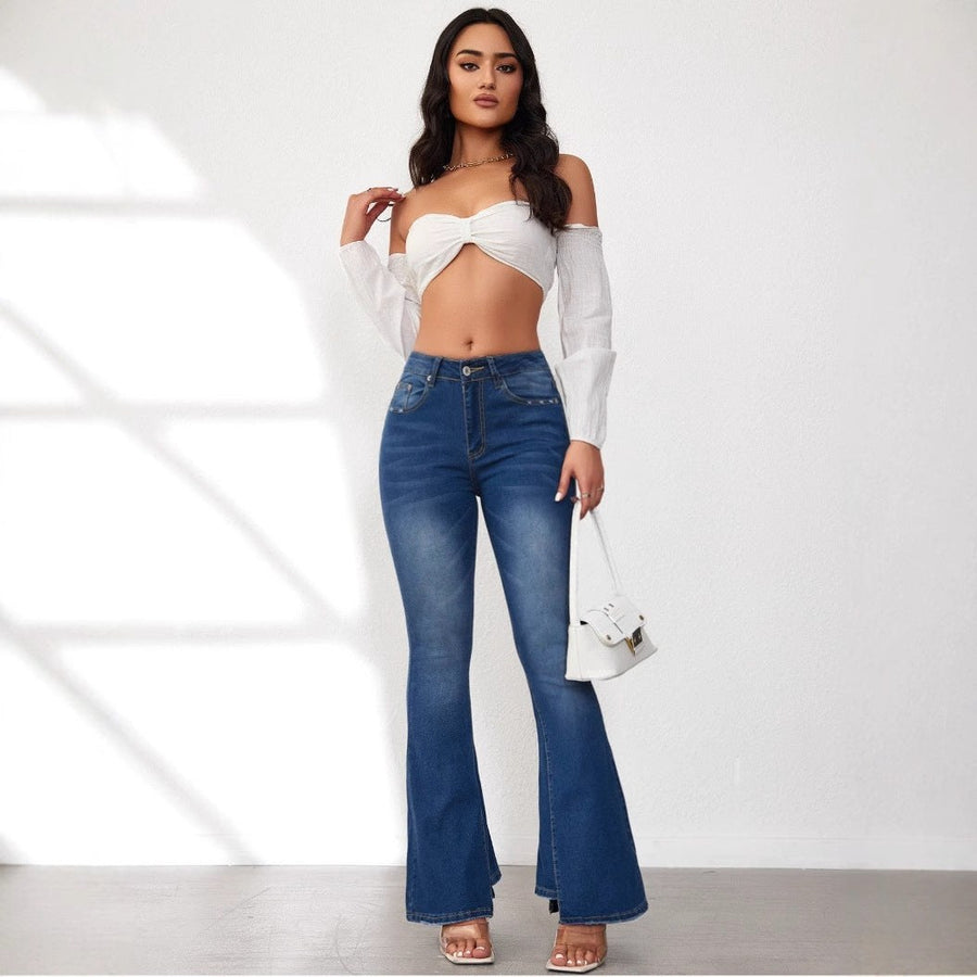 Justine | Women's High Waist Elegant Jeans in Blue
