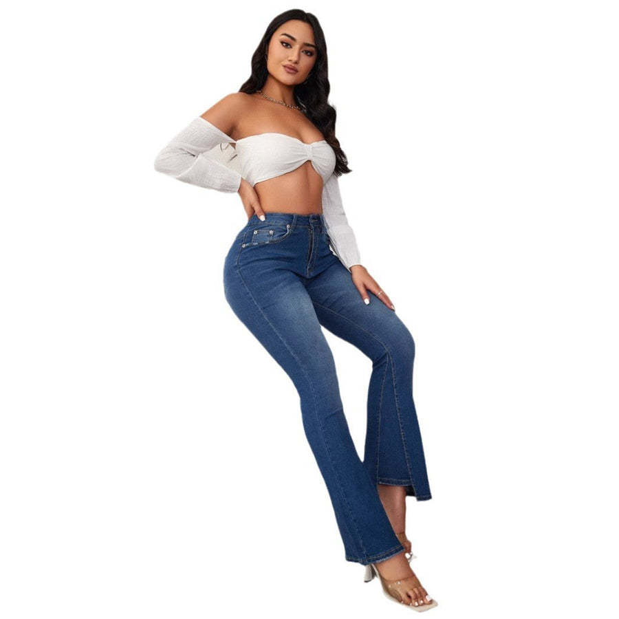 Justine | Women's High Waist Elegant Jeans in Blue