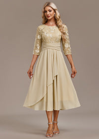 Kaia | Women's Embroidered Round Neck Midi Dress