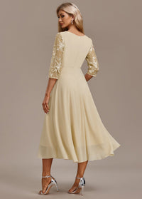 Kaia | Women's Embroidered Round Neck Midi Dress