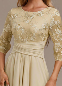 Kaia | Women's Embroidered Round Neck Midi Dress