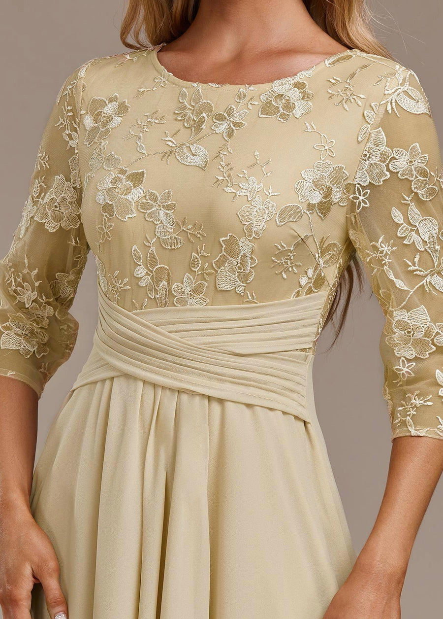 Kaia | Women's Embroidered Round Neck Midi Dress