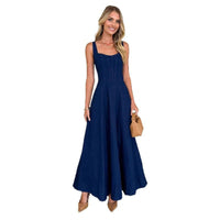 Kamilla | Women's Tailored Maxi Dress in Dark Blue