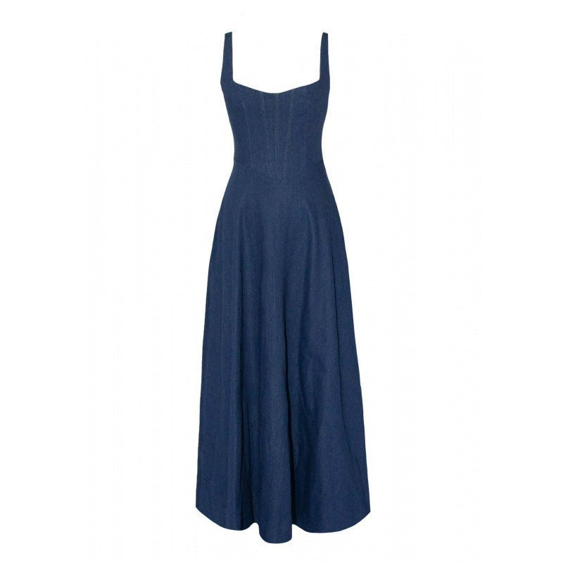 Kamilla | Women's Tailored Maxi Dress in Dark Blue