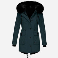 Karen | Women's Thick Faux Fur Hooded Drawstring Waist Parka Coat