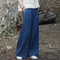 Karenza | Women's Elastic Waist Pockets Pants – Dress Pants in Dark Blue