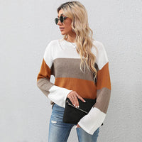 Kassandra | Women's Striped Knit Fashionable Top in Brown