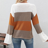 Kassandra | Women's Striped Knit Fashionable Top in Brown