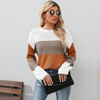 Kassandra | Women's Striped Knit Fashionable Top in Brown