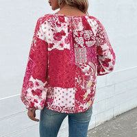 Katalin | Women's Floral Fashionable Blouse in Red