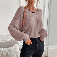 Katalina | Women's V-Neck Knit Fashionable Top in Pink