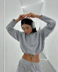 Katharina | Women's Drawstring Sweatshirt in Gray