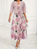 Katharina | Women's Pink Floral Maxi Dress with Jacket Set