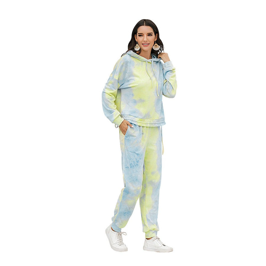 Katharyn | Women's Drawstring Hooded Two-Piece Set in Green