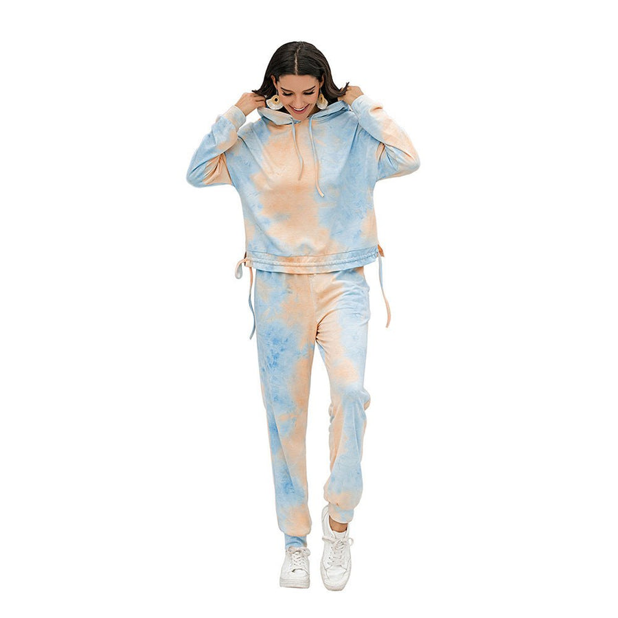 Katharyn | Women's Drawstring Hooded Two-Piece Set in Orange