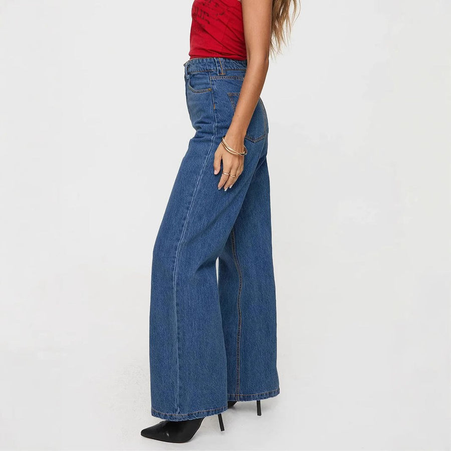Katinka | Women's Wide Leg Elegant Jeans in Blue