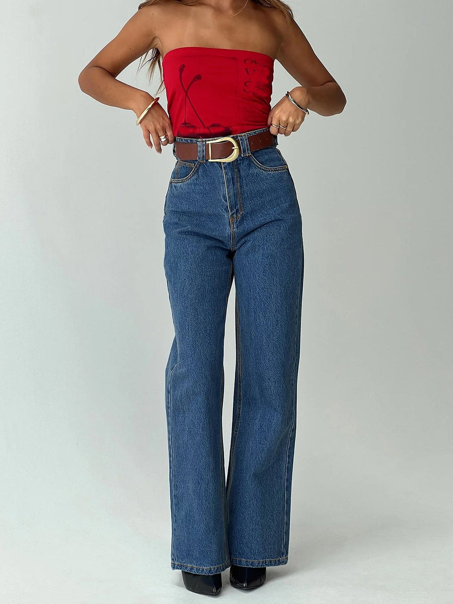 Katinka | Women's Wide Leg Elegant Jeans in Blue