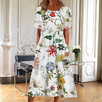 Katinka | Women's Floral Midi Short Sleeve Dress in Multicolor