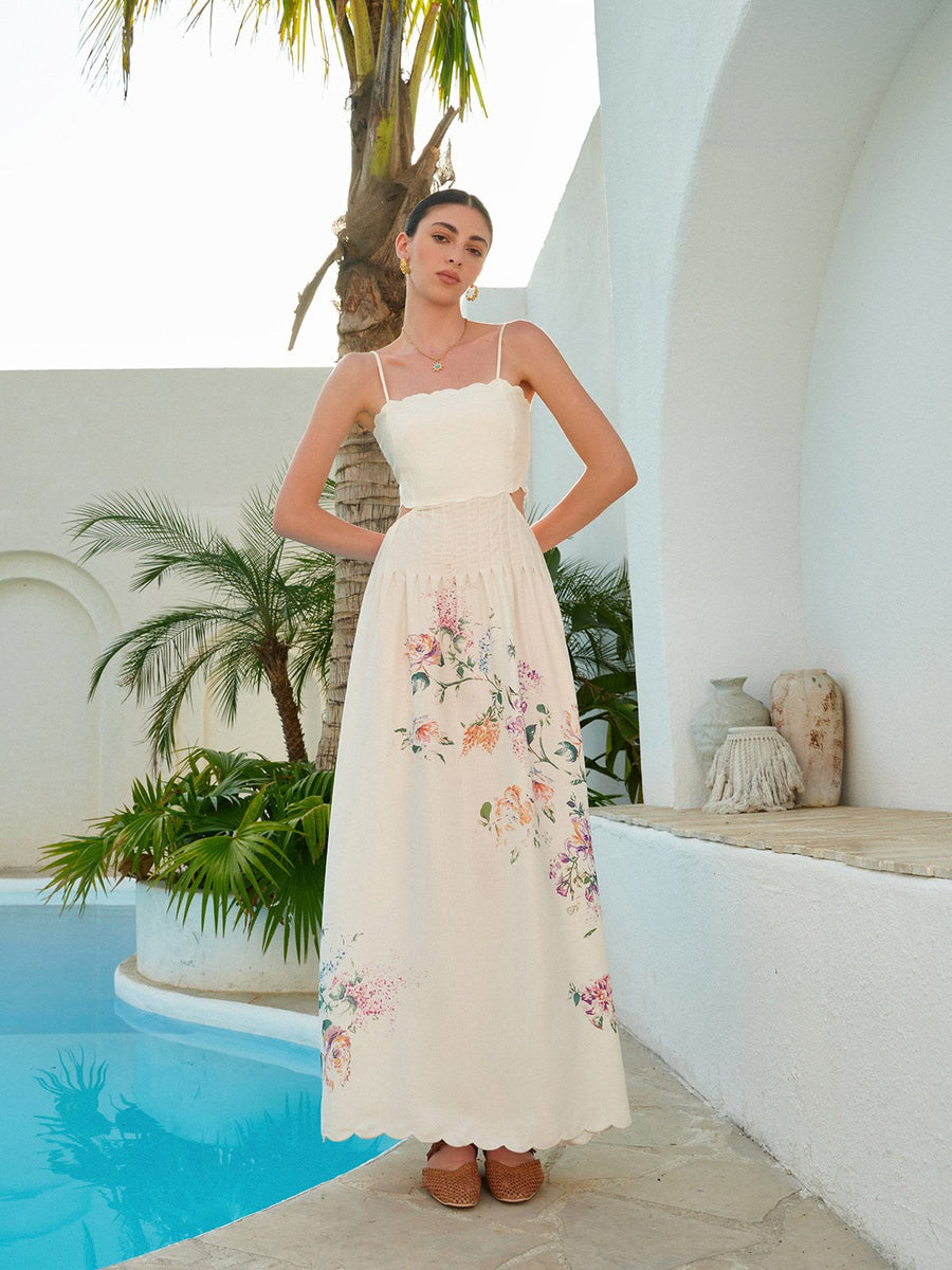 Katriel | Women's Boho Apricot Maxi Sundress