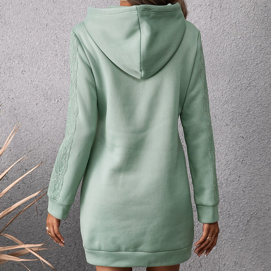 Katrijn | Women's Pockets Hooded Dress – Casual Dress in Green