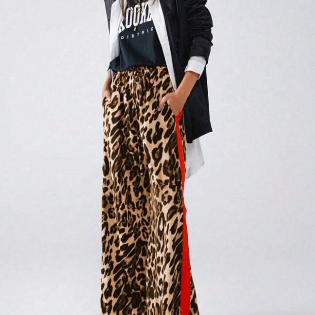 Kerstin | Women's Leopard Print Striped Fashionable Pants