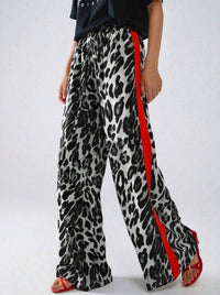 Kerstin | Women's Leopard Print Striped Fashionable Pants in Black