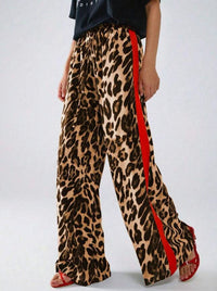 Kerstin | Women's Leopard Print Striped Fashionable Pants in Yellow