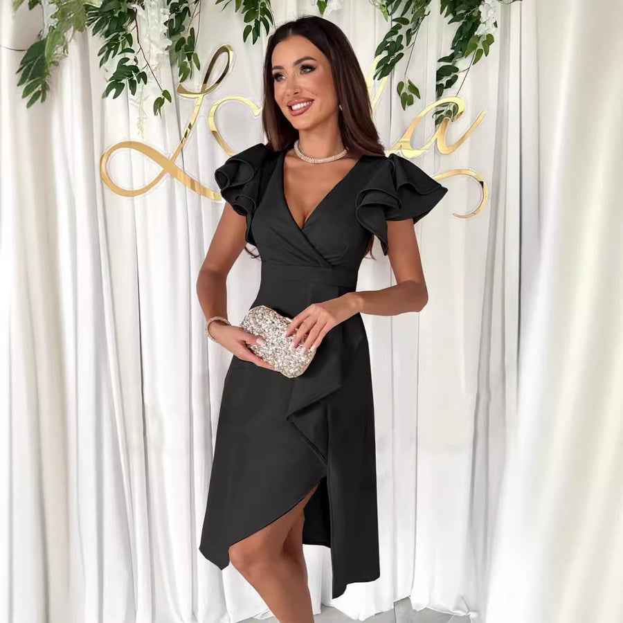 Keturah | Women's Ruffle Detail Elegant Wrap Dress