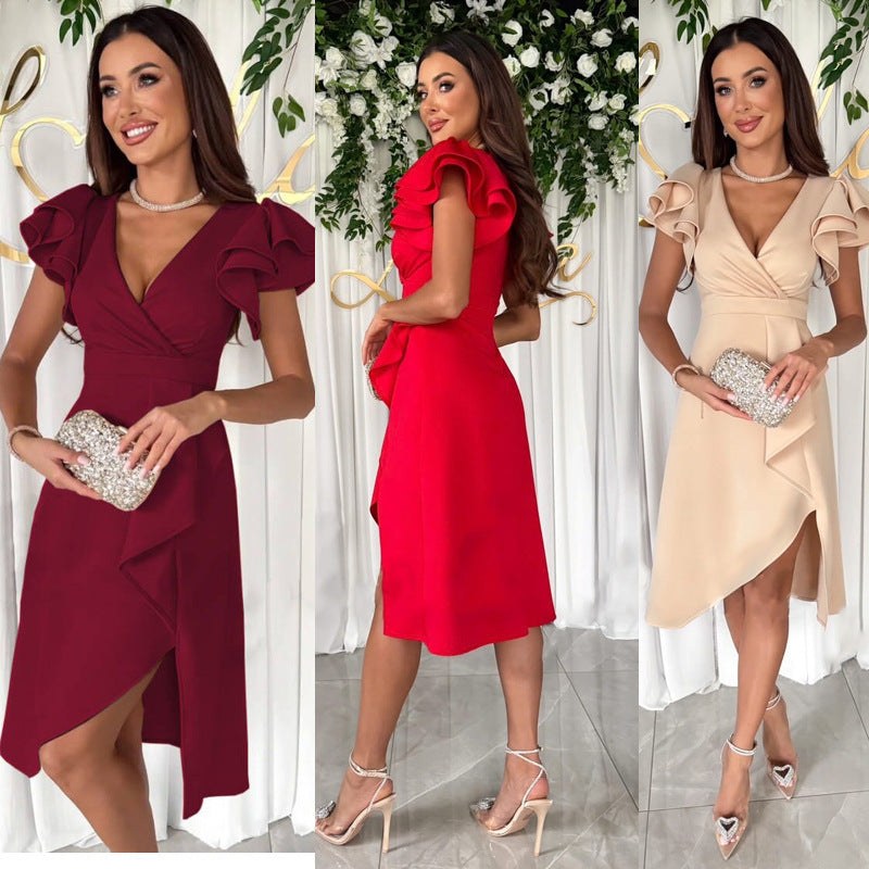 Keturah | Women's Ruffle Detail Elegant Wrap Dress