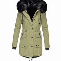 Kimberly | Women's Faux Fur Hood Fitted Parka Winter Coat in Green
