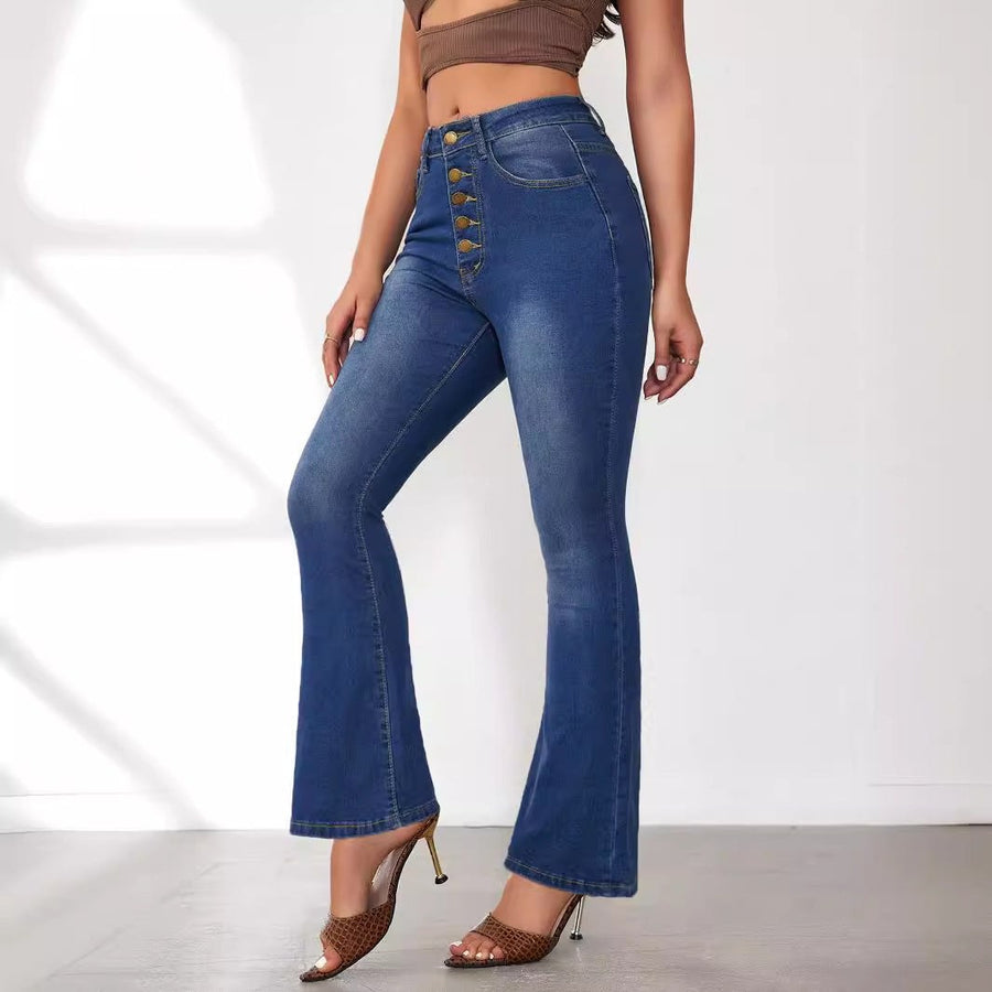 Kitty | Women's Button Detail Fashionable Jeans
