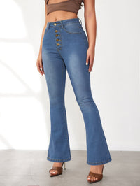Kitty | Women's Button Detail Fashionable Jeans in Light Blue