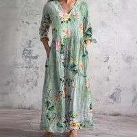 Kitty | Women's Floral V-Neck Maxi Dress in Light Green