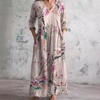 Kitty | Women's Floral V-Neck Maxi Dress in Light Pink