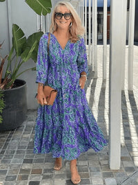 Klara | Women's Floral V-Neck Midi Dress