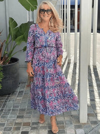 Klara | Women's Floral V-Neck Midi Dress