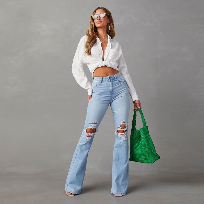Klara | Women's High Waist Jeans in Light Blue