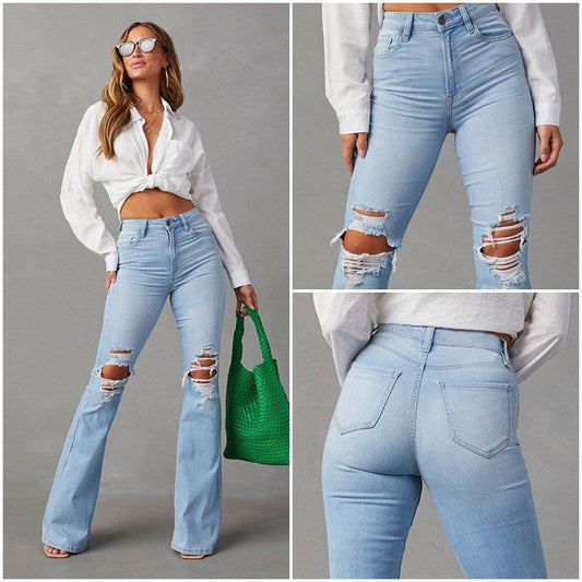 Klara | Women's High Waist Jeans in Light Blue